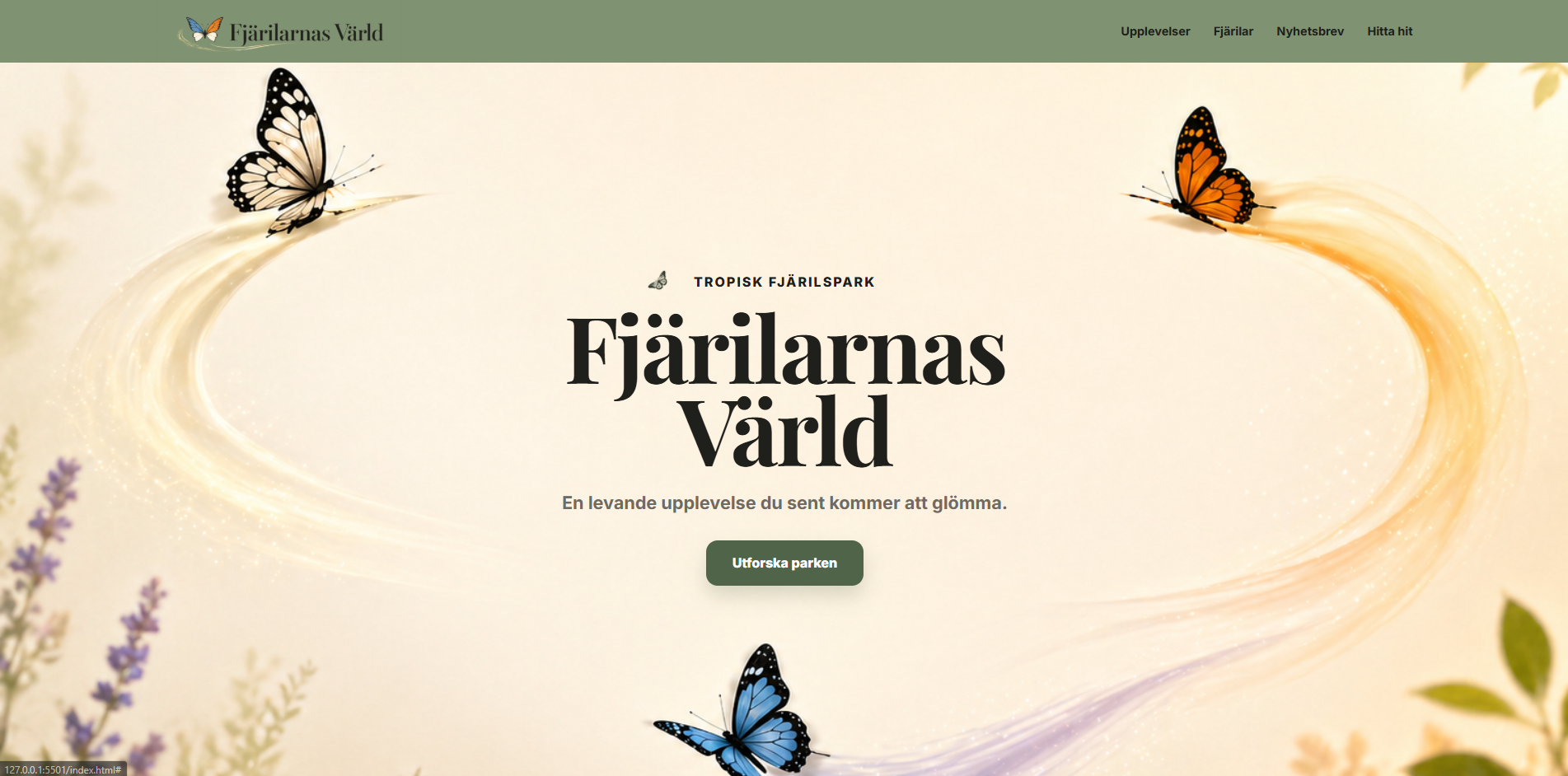Full preview of Fjärilarnas Värld website